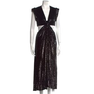 ALC Black Sequin V-Neck Cutout Evening Gown Size 6